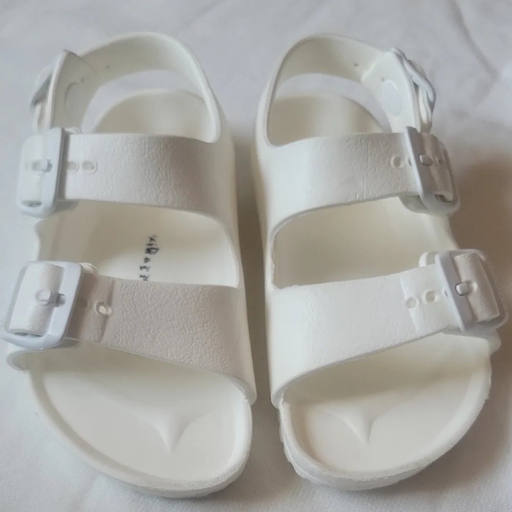 Birkenstock Kids White Double-Buckle EVA Sandals